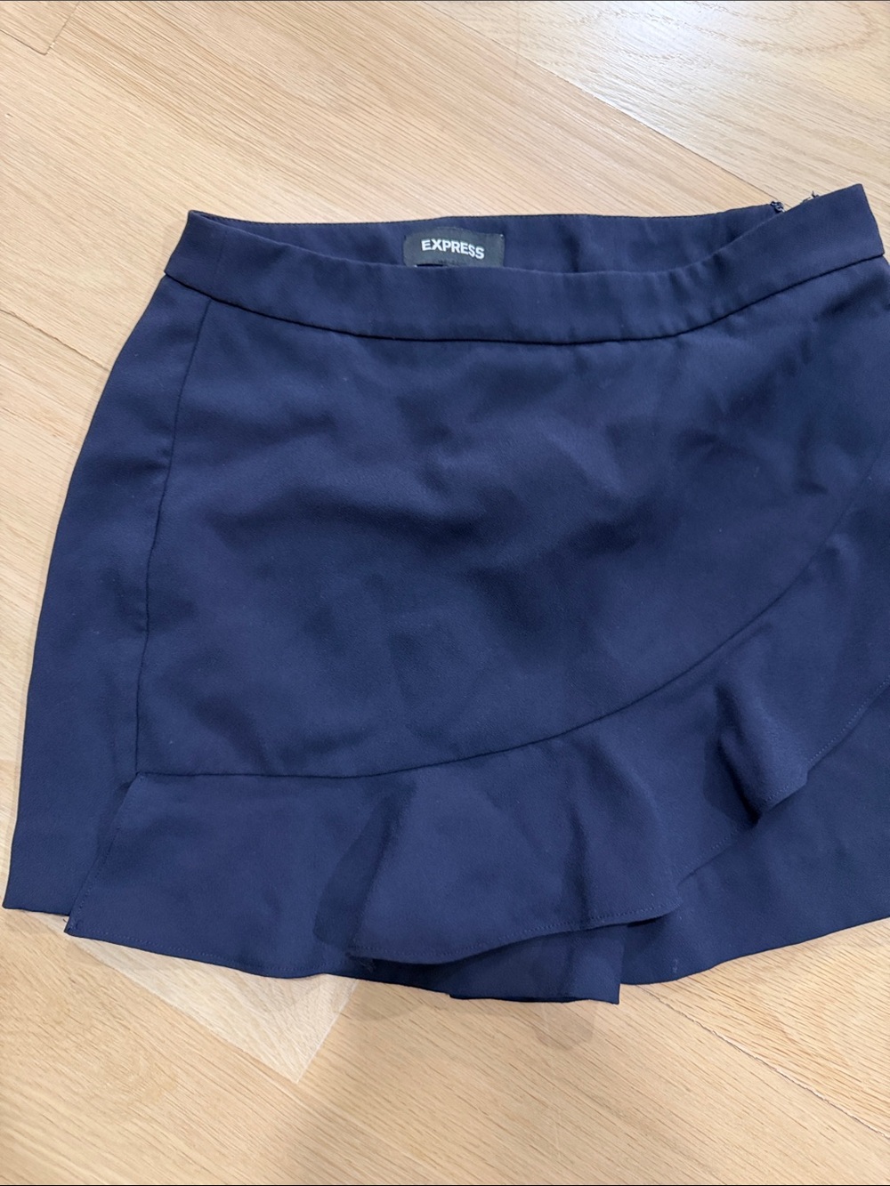 Express Navy Ruffle-Trim Mini Skort - Picture 2 of 4